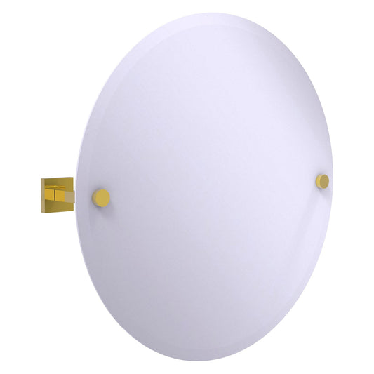 Allied Brass Montero 22" x 3.7" Polished Brass Solid Brass Contemporary Frameless Round Tilt Mirror With Beveled Edge