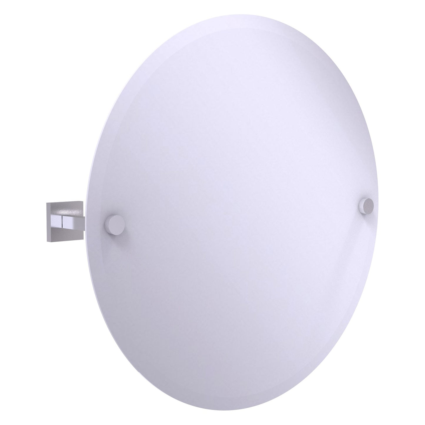 Allied Brass Montero 22" x 3.7" Satin Chrome Solid Brass Contemporary Frameless Round Tilt Mirror With Beveled Edge