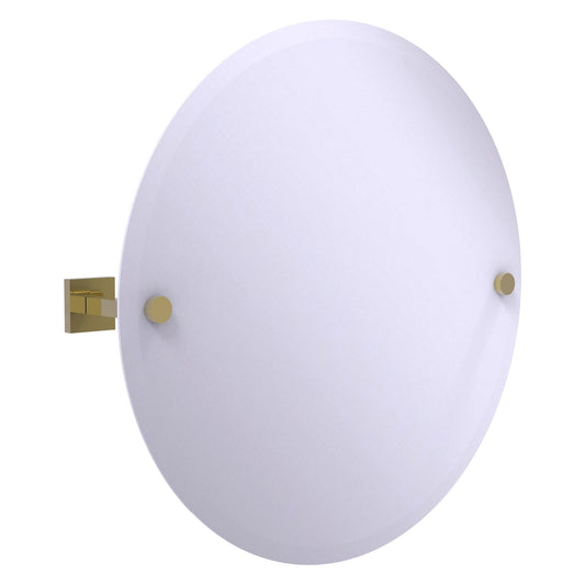 Allied Brass Montero 22" x 3.7" Unlacquered Brass Solid Brass Contemporary Frameless Round Tilt Mirror With Beveled Edge