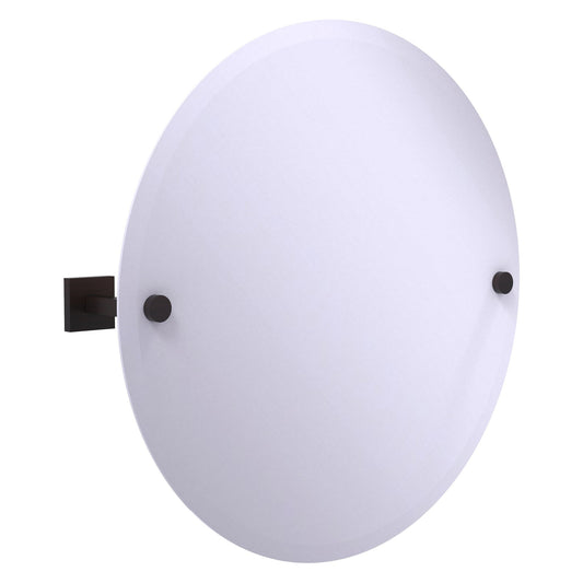 Allied Brass Montero 22" x 3.7" Venetian Bronze Solid Brass Contemporary Frameless Round Tilt Mirror With Beveled Edge