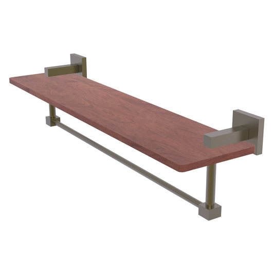 Allied Brass Montero 22" x 5" Antique Brass Solid Brass Solid IPE Ironwood Shelf With Integrated Towel Bar