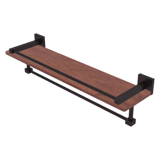 Allied Brass Montero 22" x 5" Antique Bronze Solid Brass IPE Ironwood Shelf With Gallery Rail and Towel Bar