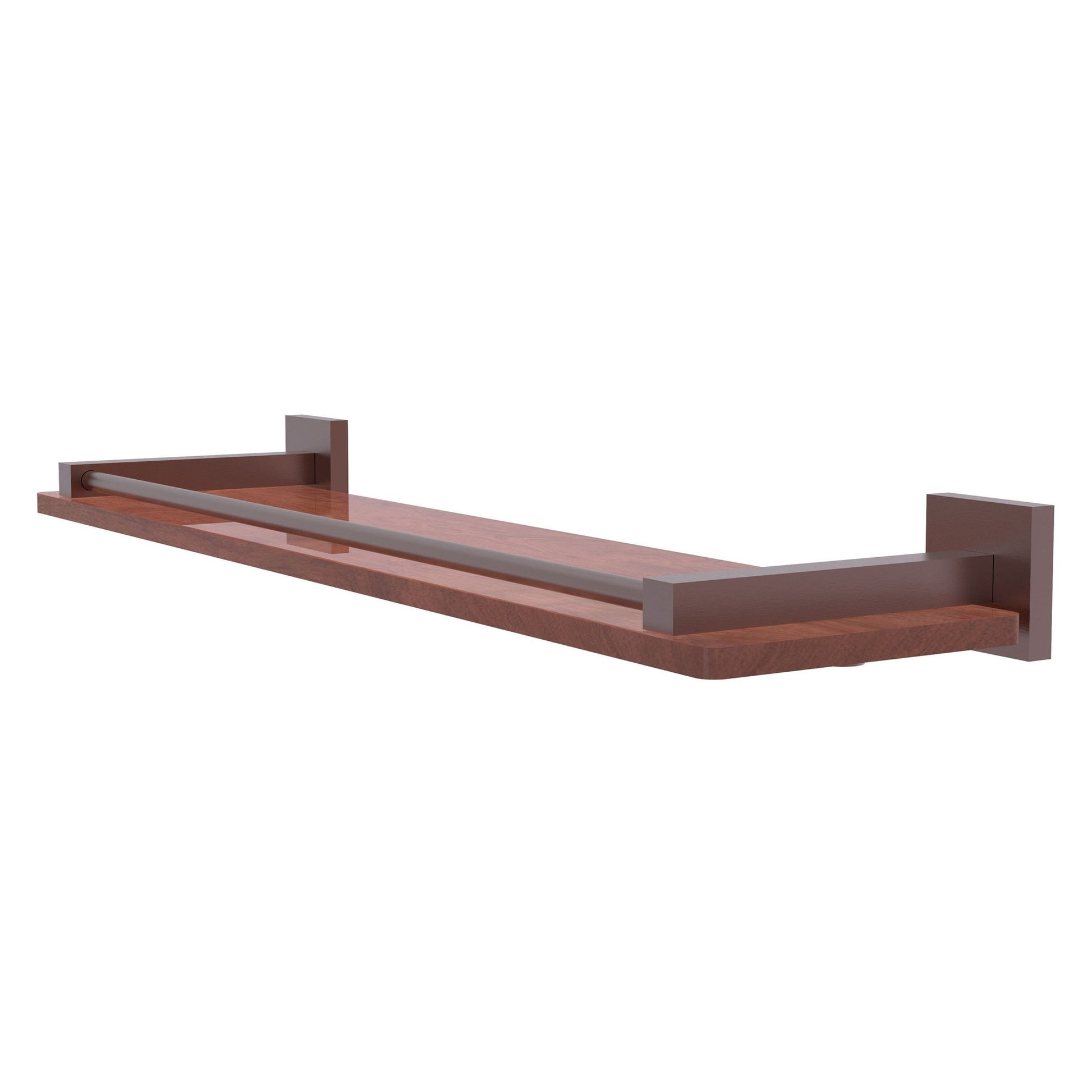 Allied Brass Montero 22" x 5" Antique Copper Solid Brass Solid IPE Ironwood Shelf With Gallery Rail