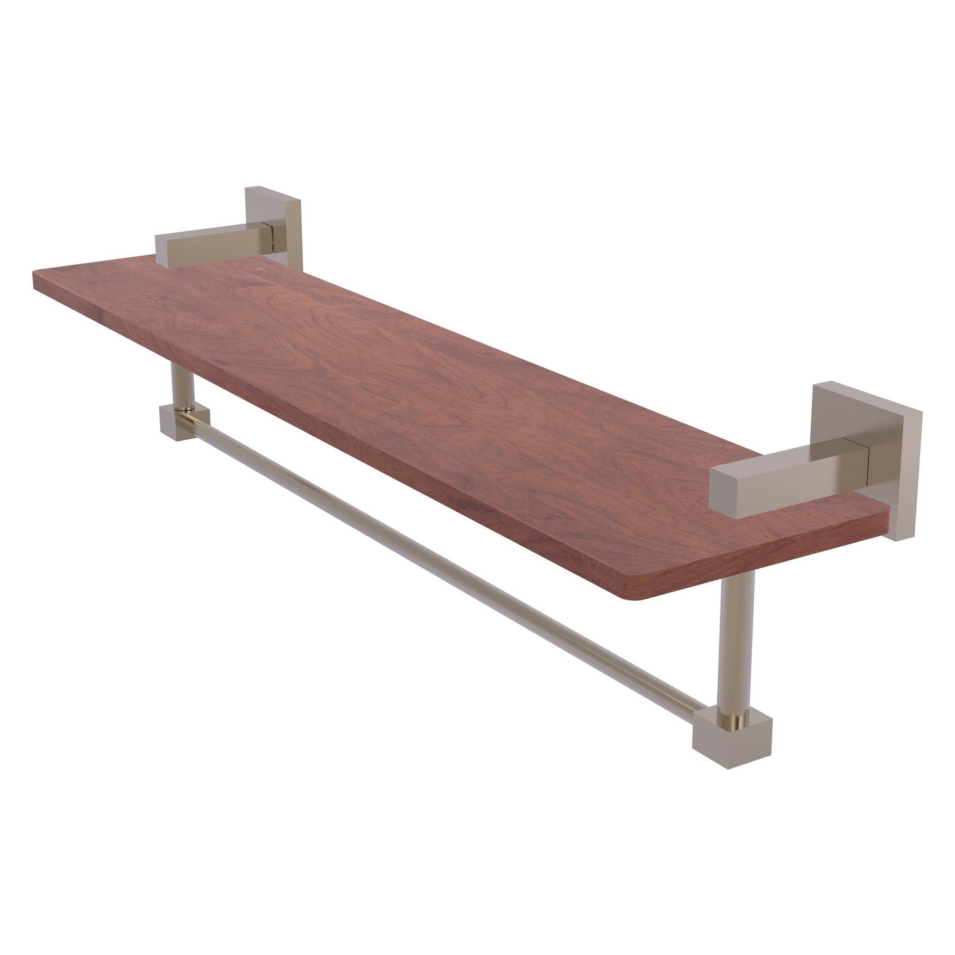 Allied Brass Montero 22" x 5" Antique Pewter Solid Brass Solid IPE Ironwood Shelf With Integrated Towel Bar