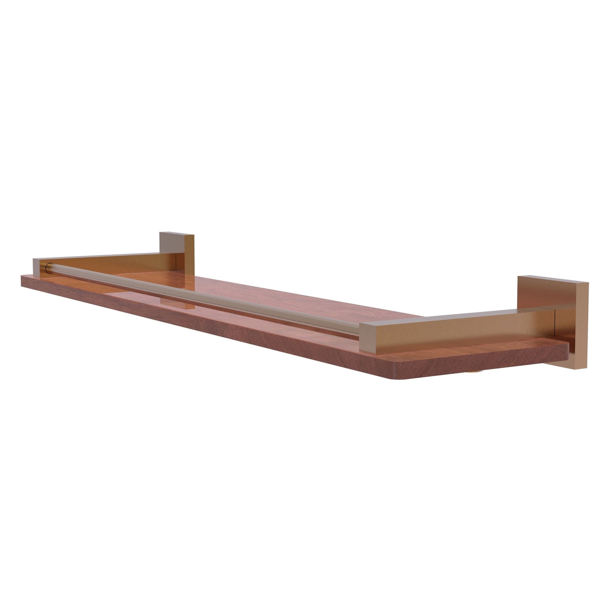 Allied Brass Montero 22" x 5" Brushed Bronze Solid Brass Solid IPE Ironwood Shelf With Gallery Rail