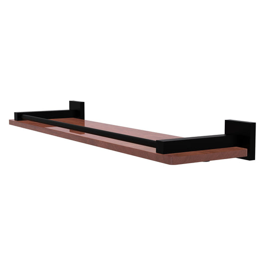 Allied Brass Montero 22" x 5" Matte Black Solid Brass Solid IPE Ironwood Shelf With Gallery Rail