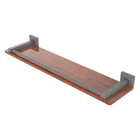 Allied Brass Montero 22" x 5" Matte Gray Solid Brass Solid IPE Ironwood Shelf With Gallery Rail