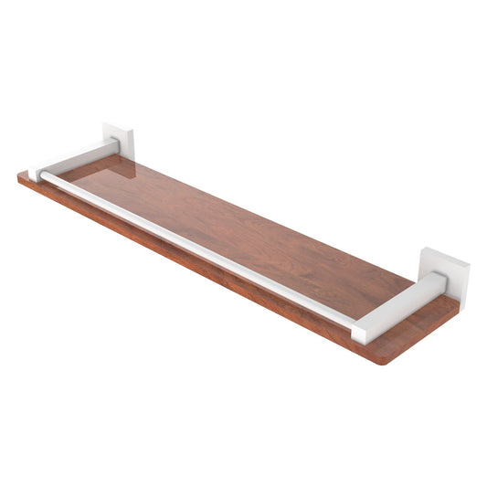 Allied Brass Montero 22" x 5" Matte White Solid Brass Solid IPE Ironwood Shelf With Gallery Rail