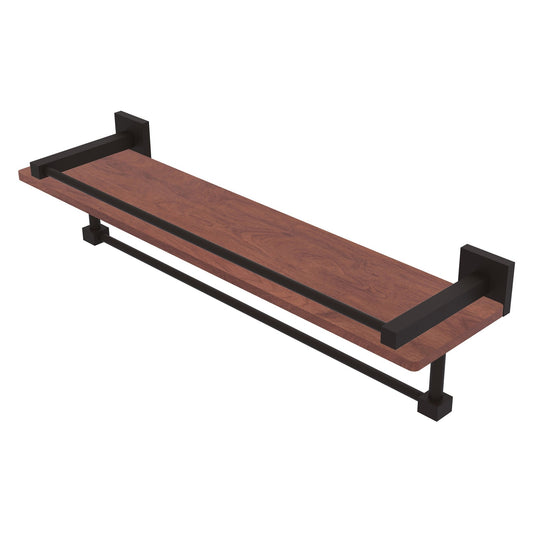 Allied Brass Montero 22" x 5" Oil Rubbed Bronze Solid Brass IPE Ironwood Shelf With Gallery Rail and Towel Bar