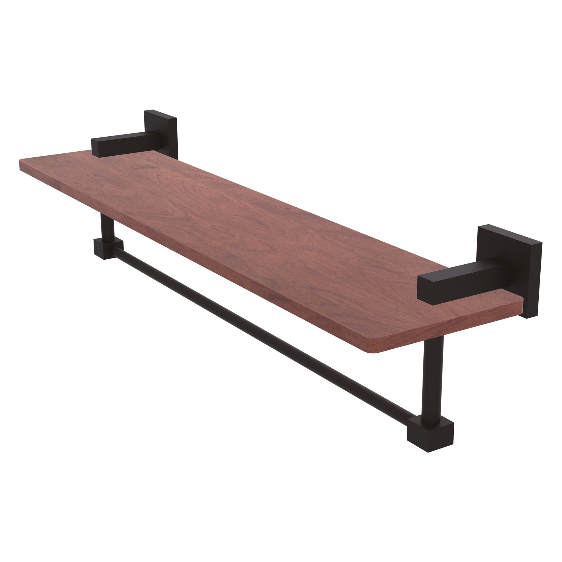 Allied Brass Montero 22" x 5" Oil Rubbed Bronze Solid Brass Solid IPE Ironwood Shelf With Integrated Towel Bar