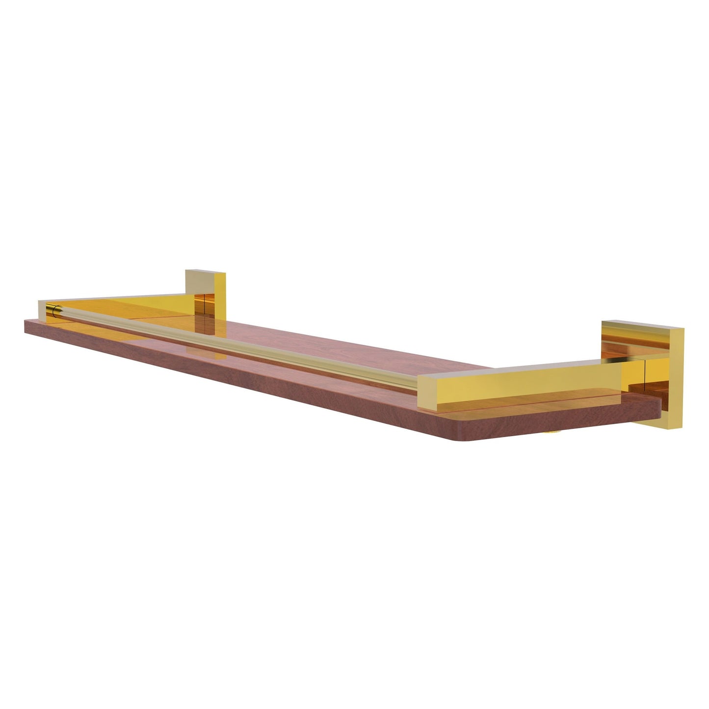 Allied Brass Montero 22" x 5" Polished Brass Solid Brass Solid IPE Ironwood Shelf With Gallery Rail