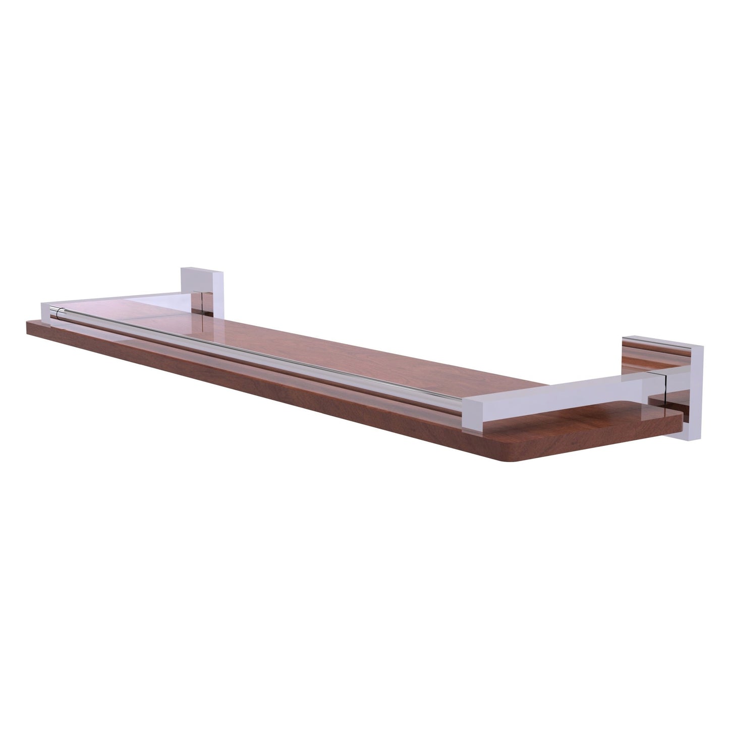Allied Brass Montero 22" x 5" Polished Chrome Solid Brass Solid IPE Ironwood Shelf With Gallery Rail