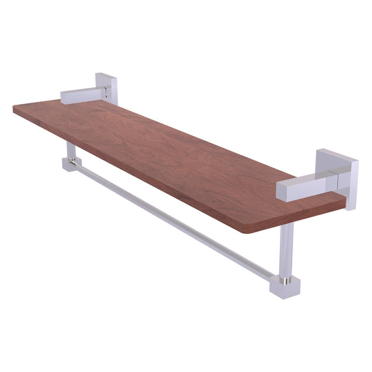 Allied Brass Montero 22" x 5" Polished Chrome Solid Brass Solid IPE Ironwood Shelf With Integrated Towel Bar