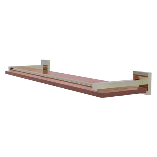 Allied Brass Montero 22" x 5" Polished Nickel Solid Brass Solid IPE Ironwood Shelf With Gallery Rail