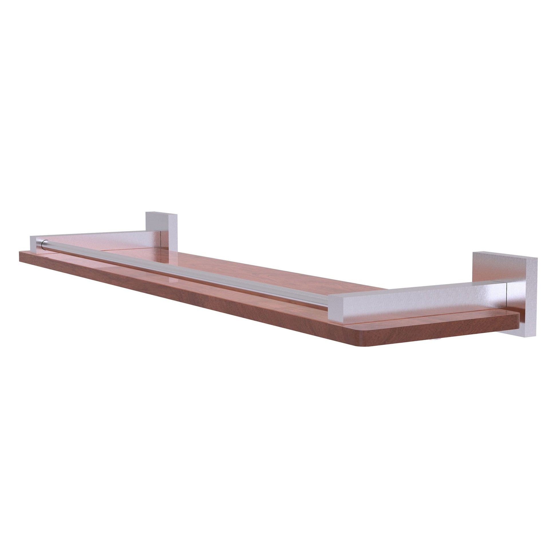Allied Brass Montero 22" x 5" Satin Chrome Solid Brass Solid IPE Ironwood Shelf With Gallery Rail