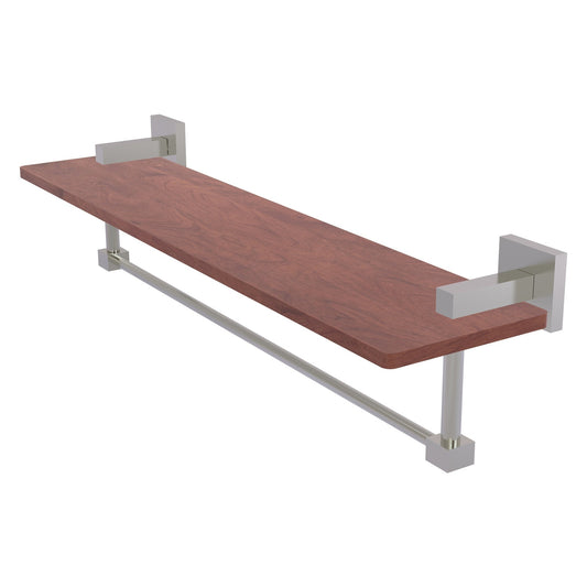 Allied Brass Montero 22" x 5" Satin Nickel Solid Brass Solid IPE Ironwood Shelf With Integrated Towel Bar