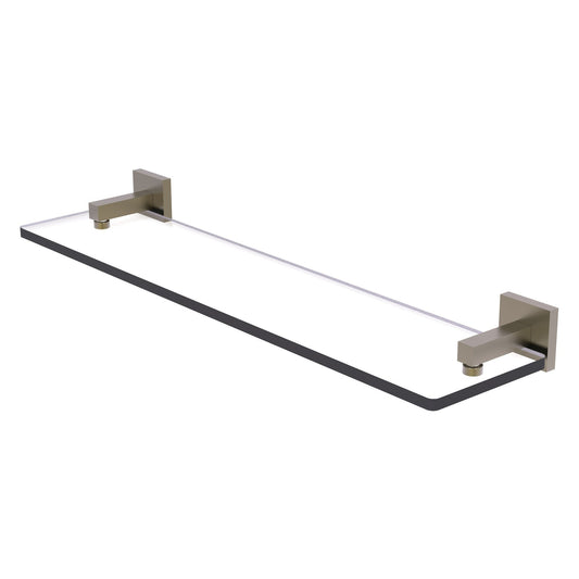 Allied Brass Montero 22" x 5.7" Antique Brass Solid Brass Glass Vanity Shelf With Beveled Edges