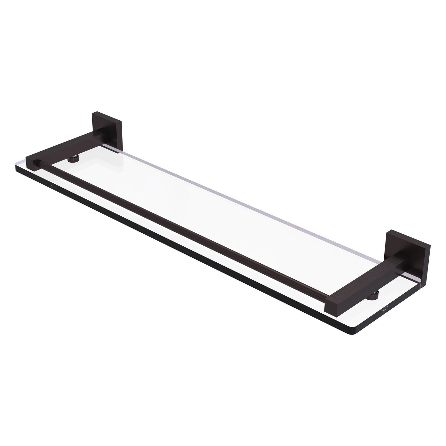 Allied Brass Montero 22" x 5.7" Antique Bronze Solid Brass Glass Shelf With Gallery Rail