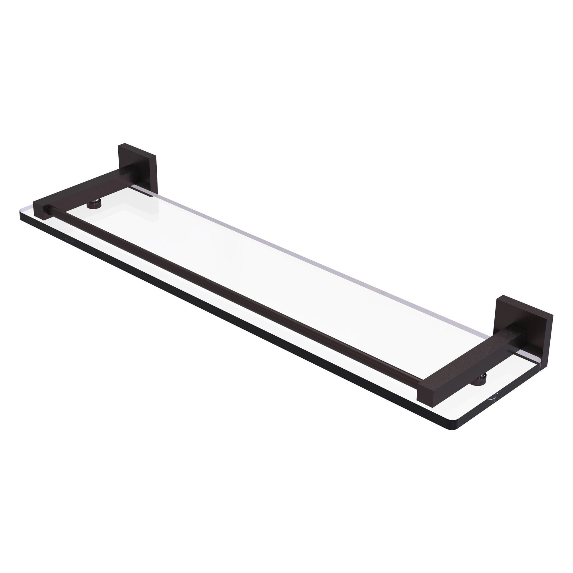 Allied Brass Montero 22" x 5.7" Antique Bronze Solid Brass Glass Shelf With Gallery Rail