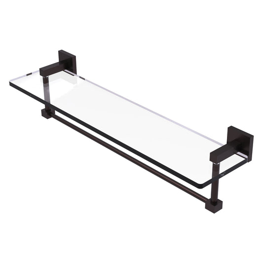 Allied Brass Montero 22" x 5.7" Antique Bronze Solid Brass Glass Vanity Shelf With Integrated Towel Bar