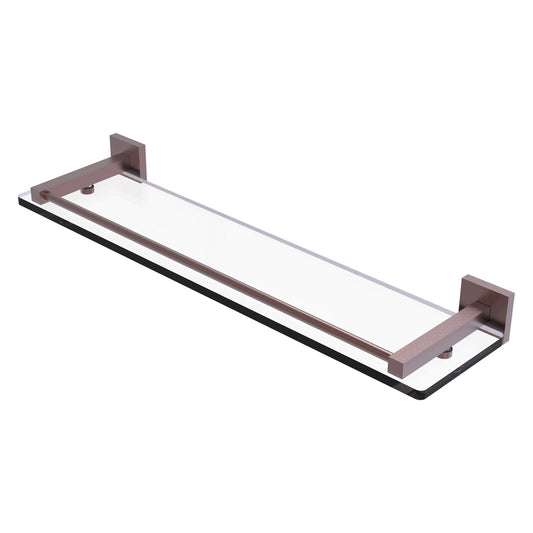 Allied Brass Montero 22" x 5.7" Antique Copper Solid Brass Glass Shelf With Gallery Rail