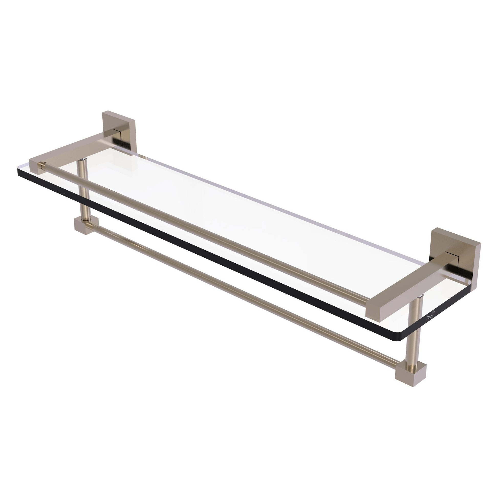 Allied Brass Montero 22" x 5.7" Antique Pewter Solid Brass Gallery Glass Shelf With Towel Bar