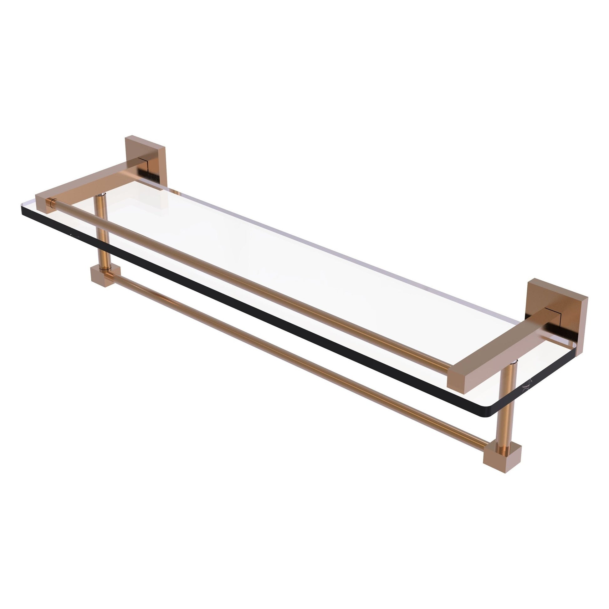 Allied Brass Montero 22" x 5.7" Brushed Bronze Solid Brass Gallery Glass Shelf With Towel Bar