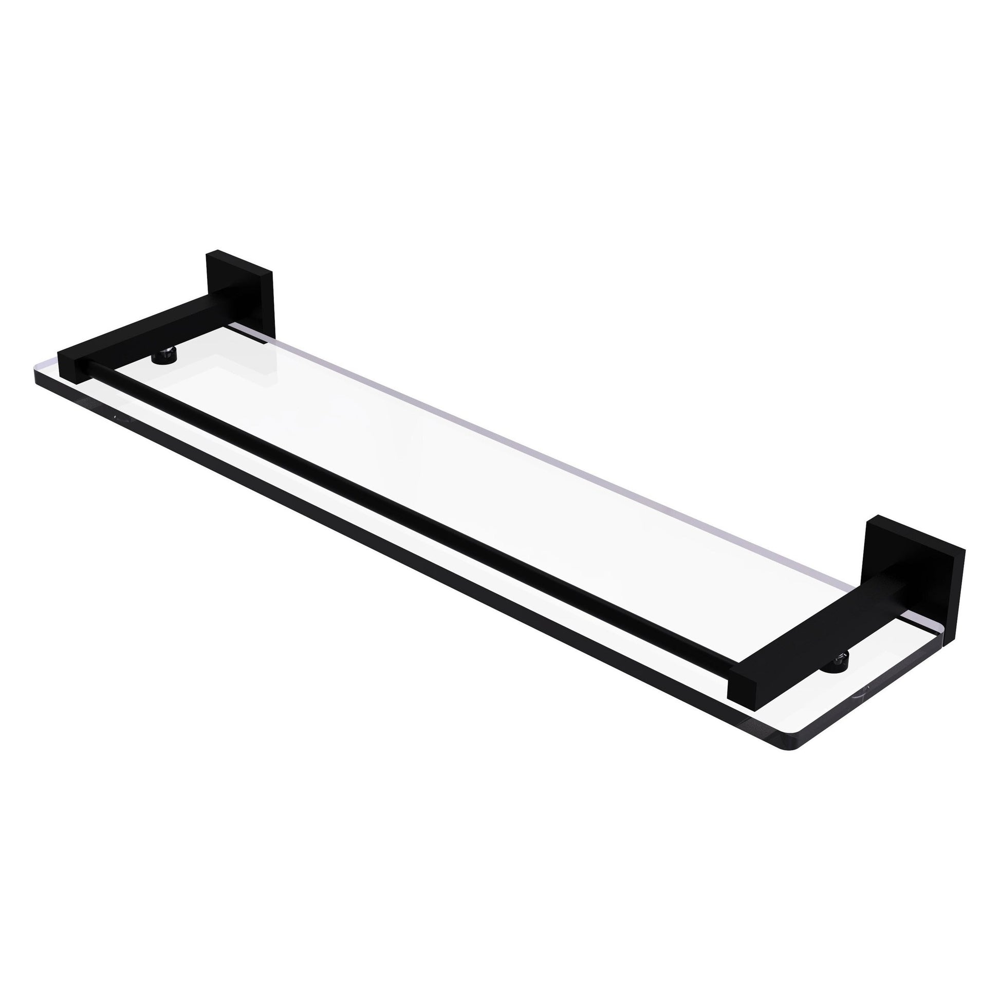 Allied Brass Montero 22" x 5.7" Matte Black Solid Brass Glass Shelf With Gallery Rail