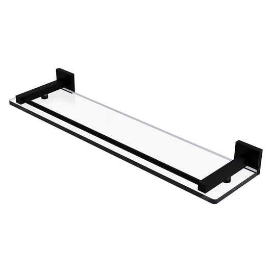 Allied Brass Montero 22" x 5.7" Matte Black Solid Brass Glass Shelf With Gallery Rail