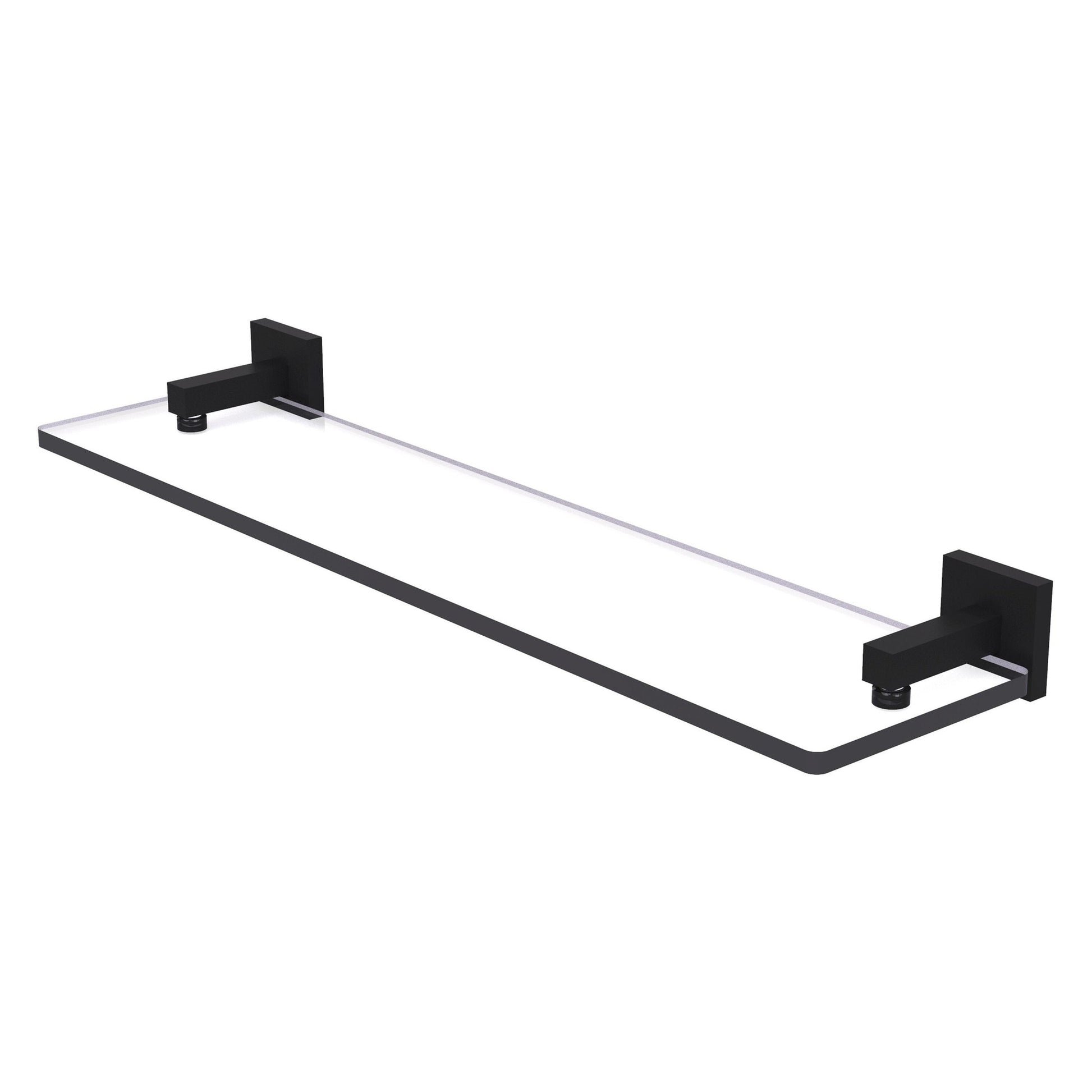 Allied Brass Montero 22" x 5.7" Matte Black Solid Brass Glass Vanity Shelf With Beveled Edges
