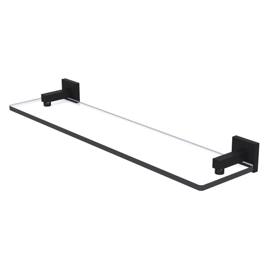 Allied Brass Montero 22" x 5.7" Matte Black Solid Brass Glass Vanity Shelf With Beveled Edges