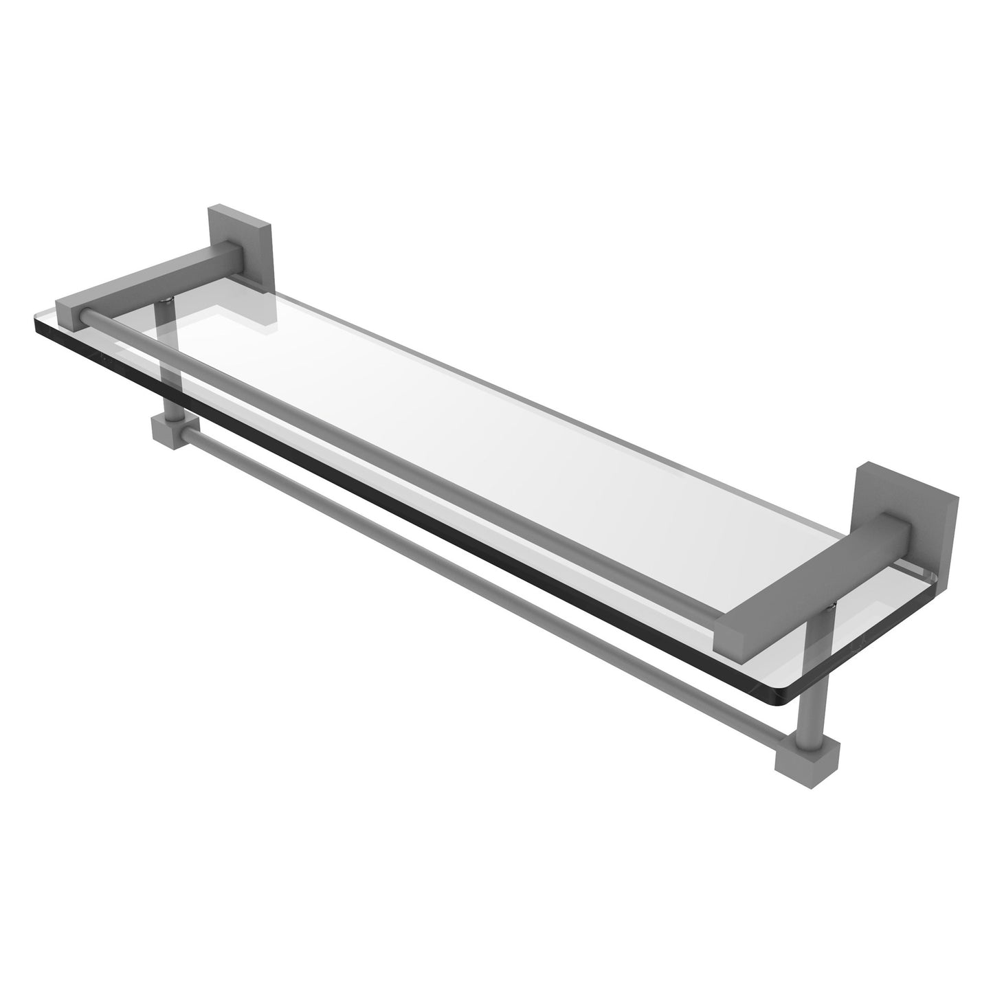 Allied Brass Montero 22" x 5.7" Matte Gray Solid Brass Gallery Glass Shelf With Towel Bar