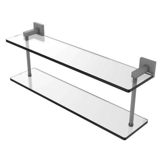 Allied Brass Montero 22" x 5.7" Matte Gray Solid Brass Two-Tiered Glass Shelf