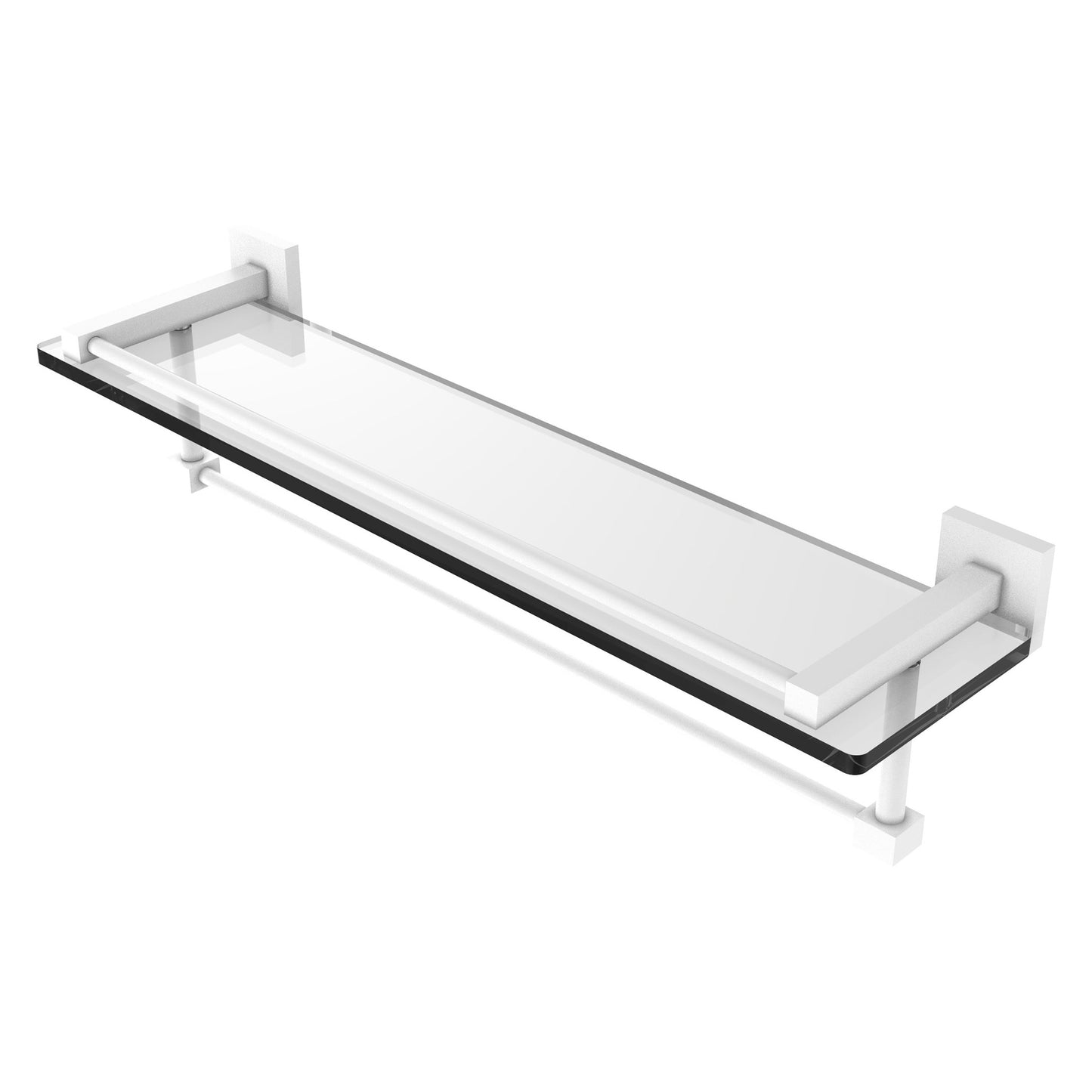 Allied Brass Montero 22" x 5.7" Matte White Solid Brass Gallery Glass Shelf With Towel Bar