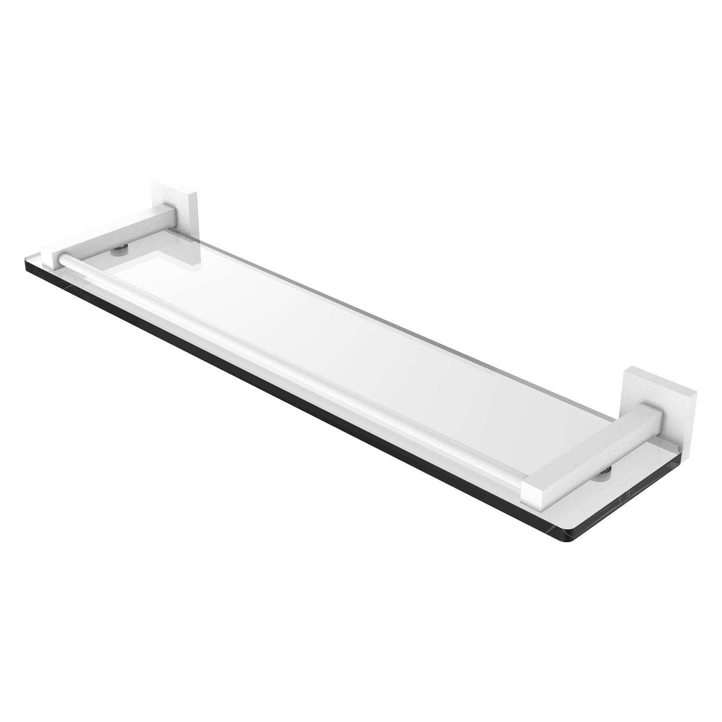 Allied Brass Montero 22" x 5.7" Matte White Solid Brass Glass Shelf With Gallery Rail