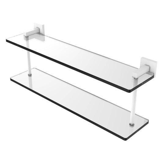 Allied Brass Montero 22" x 5.7" Matte White Solid Brass Two-Tiered Glass Shelf