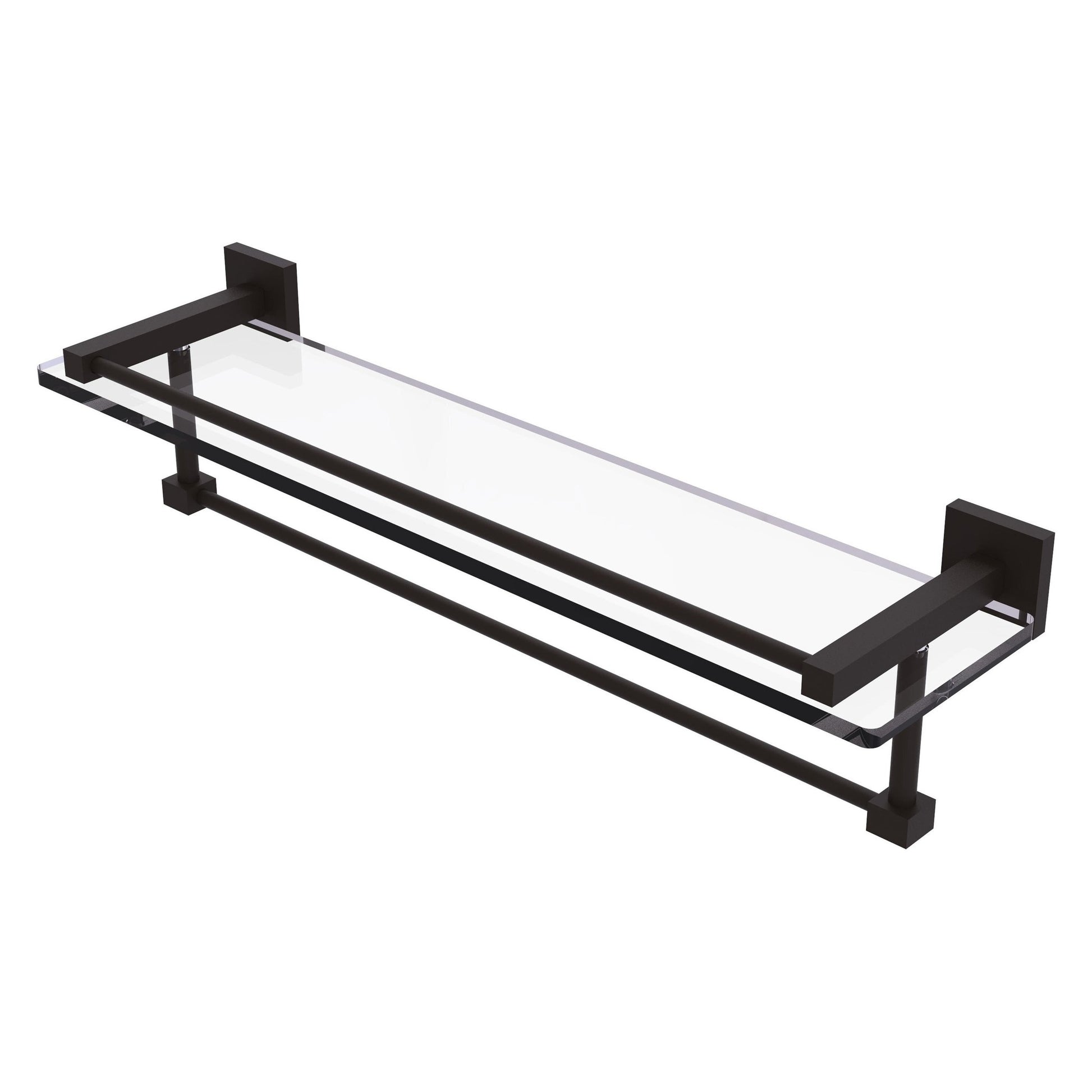 Allied Brass Montero 22" x 5.7" Oil Rubbed Bronze Solid Brass Gallery Glass Shelf With Towel Bar