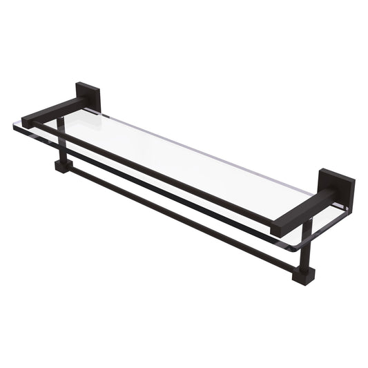 Allied Brass Montero 22" x 5.7" Oil Rubbed Bronze Solid Brass Gallery Glass Shelf With Towel Bar