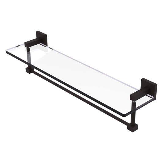 Allied Brass Montero 22" x 5.7" Oil Rubbed Bronze Solid Brass Glass Vanity Shelf With Integrated Towel Bar