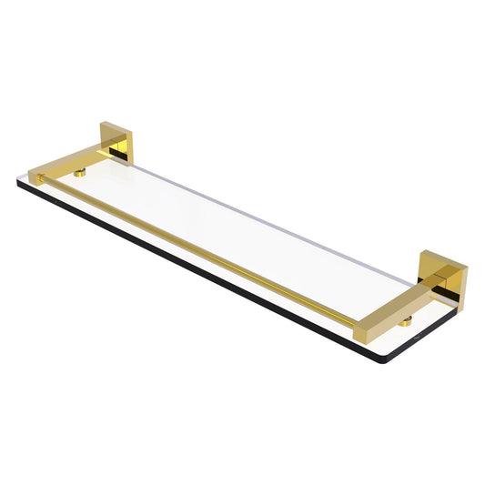 Allied Brass Montero 22" x 5.7" Polished Brass Solid Brass Glass Shelf With Gallery Rail