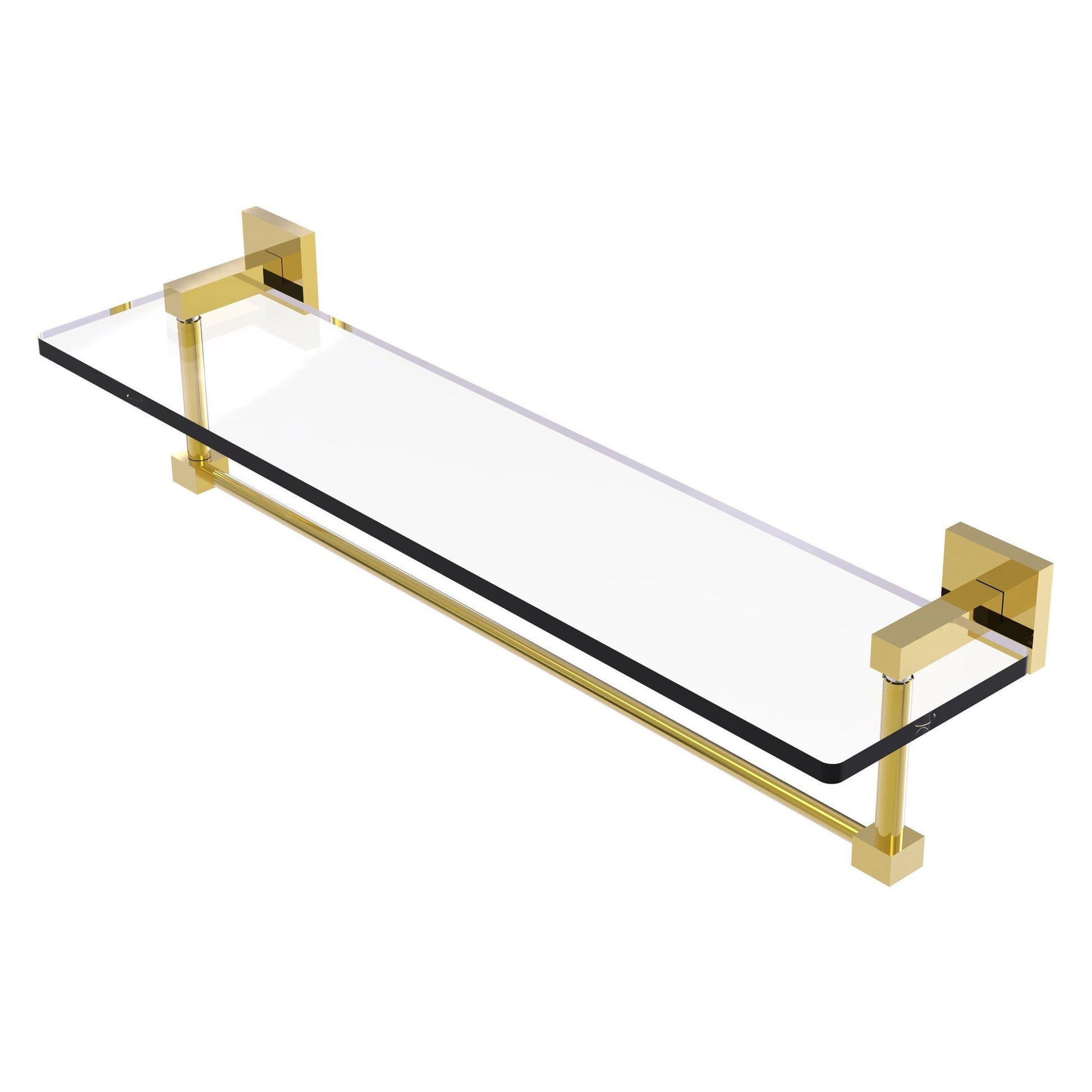 Allied Brass Montero 22" x 5.7" Polished Brass Solid Brass Glass Vanity Shelf With Integrated Towel Bar