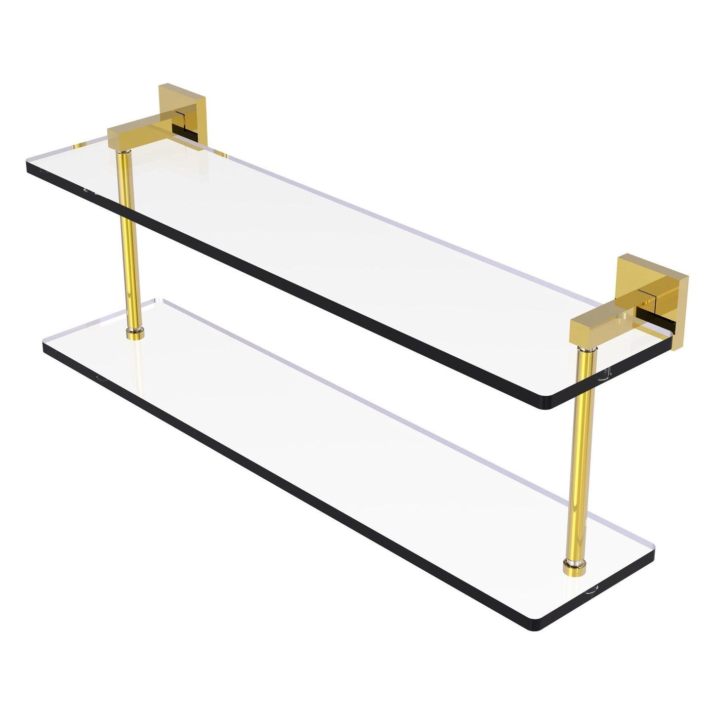 Allied Brass Montero 22" x 5.7" Polished Brass Solid Brass Two-Tiered Glass Shelf