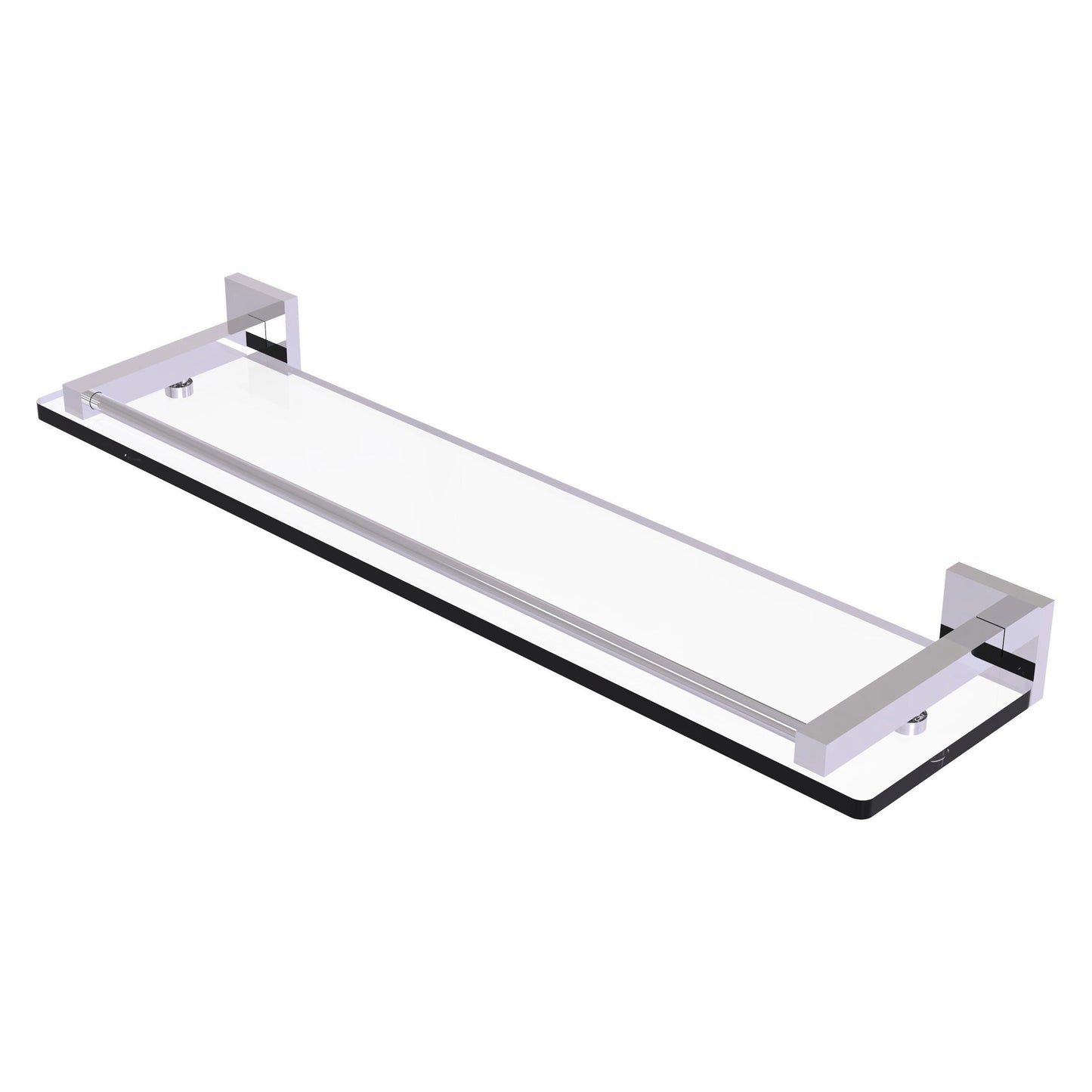 Allied Brass Montero 22" x 5.7" Polished Chrome Solid Brass Glass Shelf With Gallery Rail