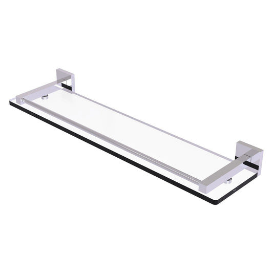 Allied Brass Montero 22" x 5.7" Polished Chrome Solid Brass Glass Shelf With Gallery Rail