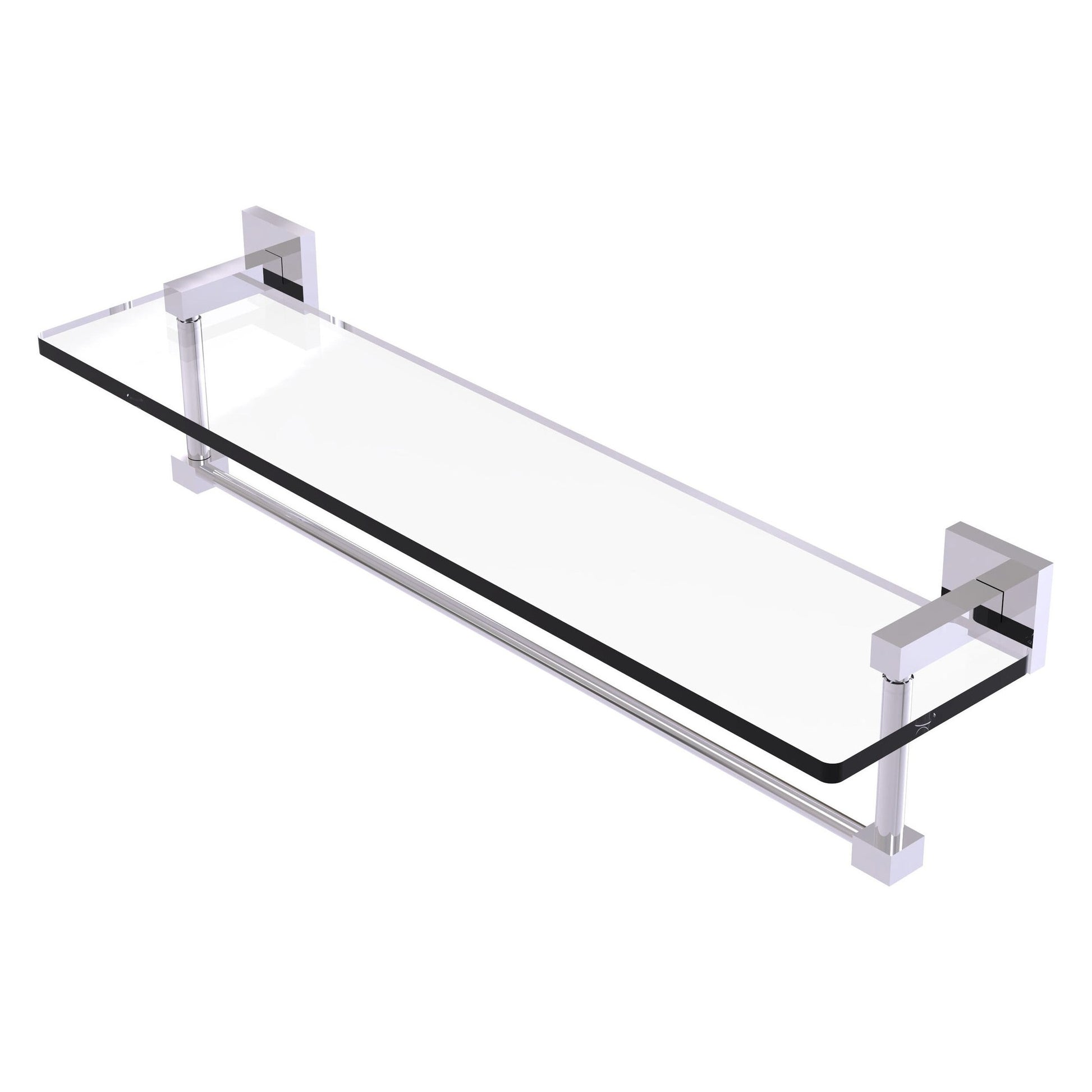 Allied Brass Montero 22" x 5.7" Polished Chrome Solid Brass Glass Vanity Shelf With Integrated Towel Bar
