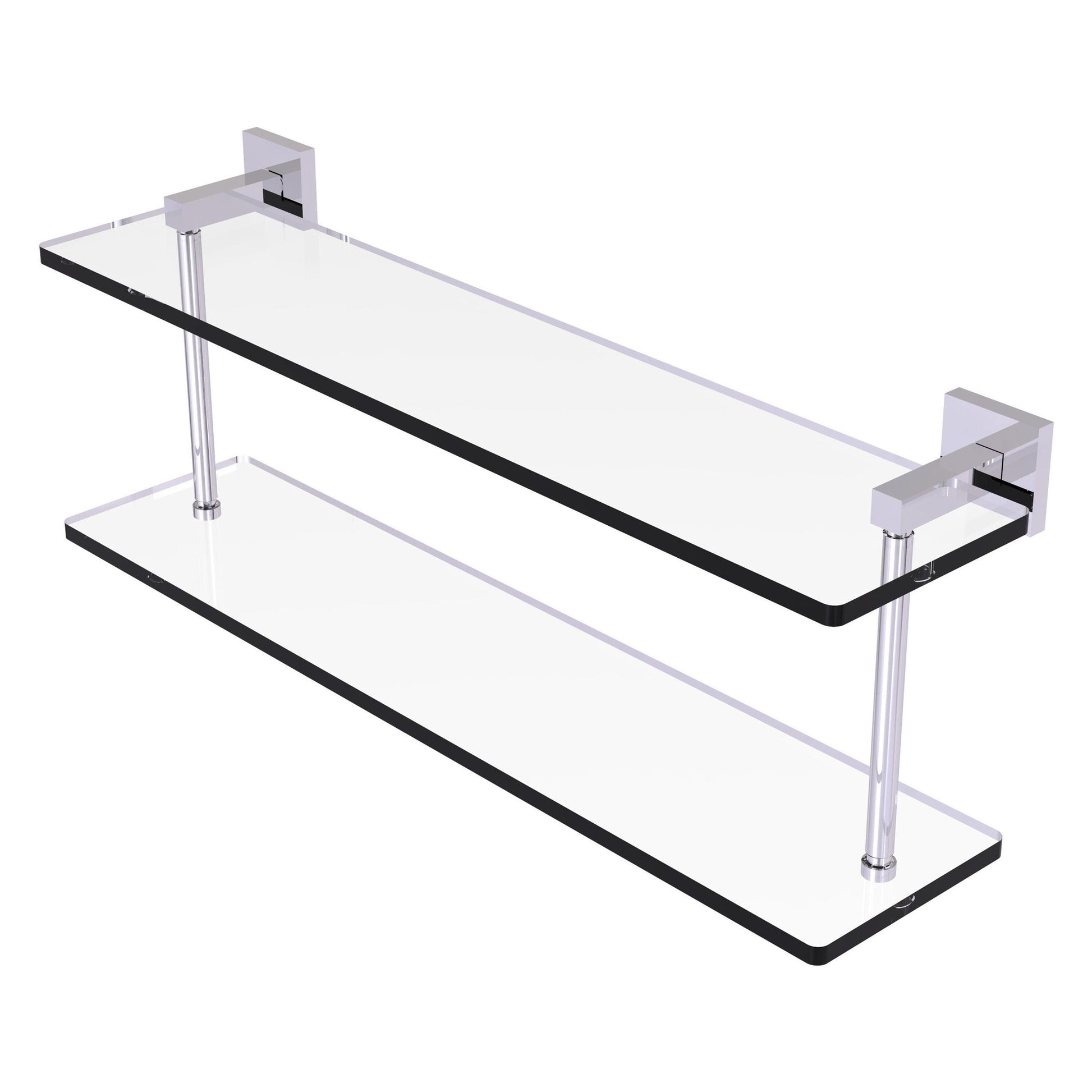Allied Brass Montero 22" x 5.7" Polished Chrome Solid Brass Two-Tiered Glass Shelf