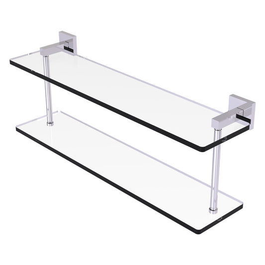 Allied Brass Montero 22" x 5.7" Polished Chrome Solid Brass Two-Tiered Glass Shelf