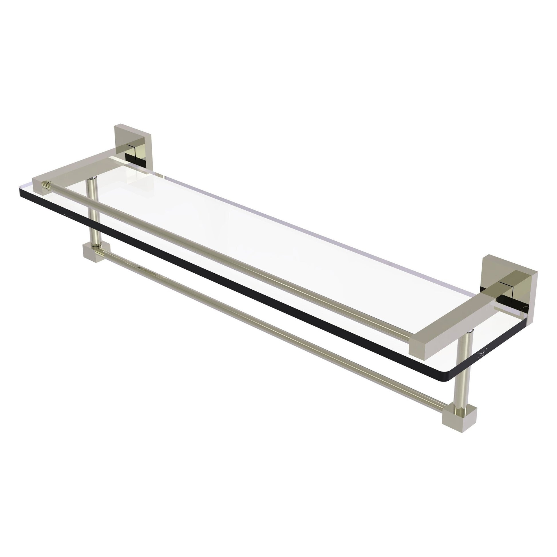 Allied Brass Montero 22" x 5.7" Polished Nickel Solid Brass Gallery Glass Shelf With Towel Bar