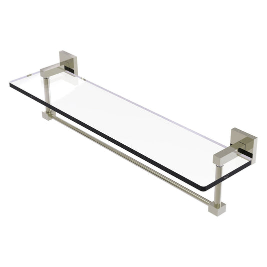 Allied Brass Montero 22" x 5.7" Polished Nickel Solid Brass Glass Vanity Shelf With Integrated Towel Bar