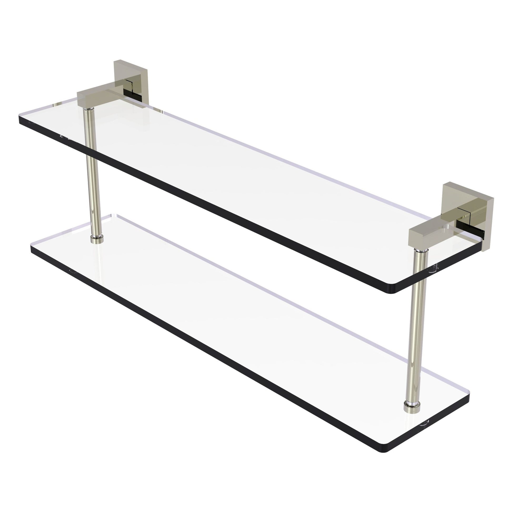 Allied Brass Montero 22" x 5.7" Polished Nickel Solid Brass Two-Tiered Glass Shelf